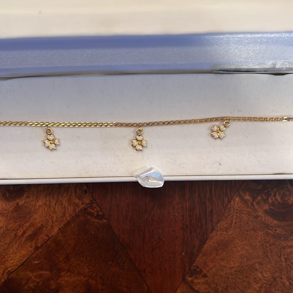 10k yellow gold flower charm bracelet 7 in.ladies yellow white flowers REAL GOLD - Picture 5 of 6